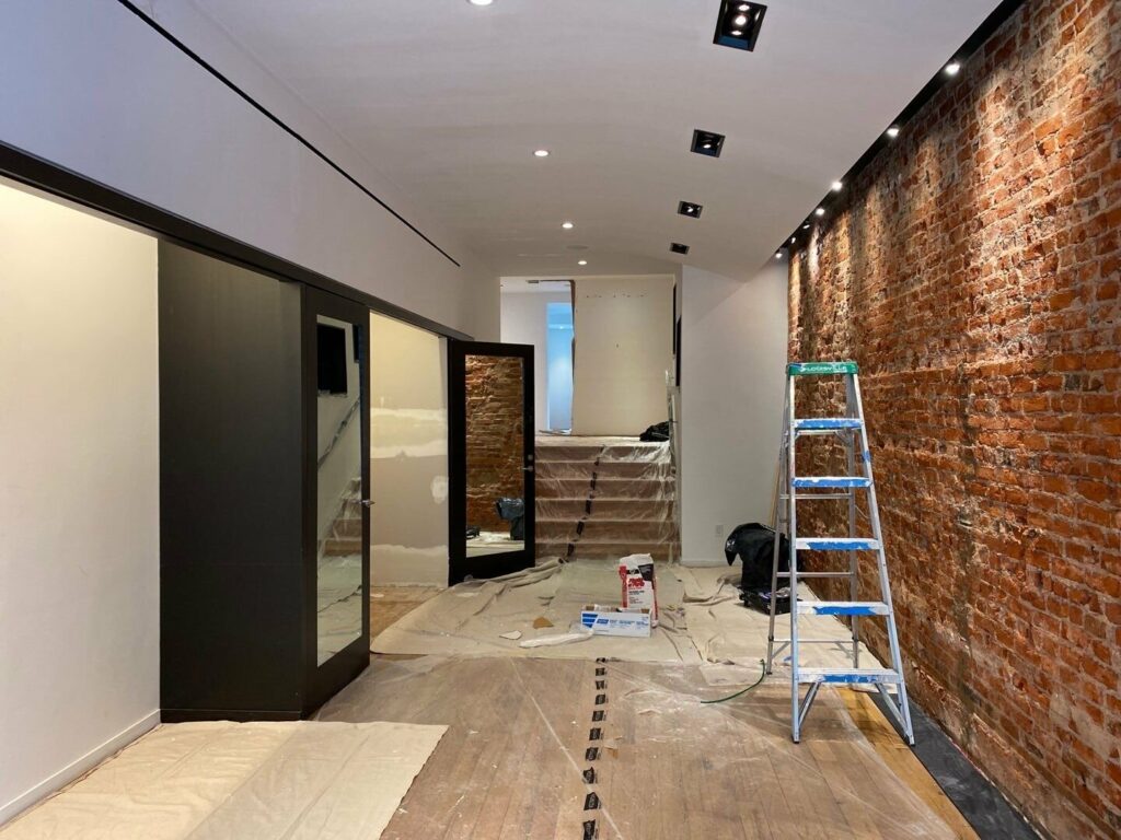 Shop renovation team at work in London